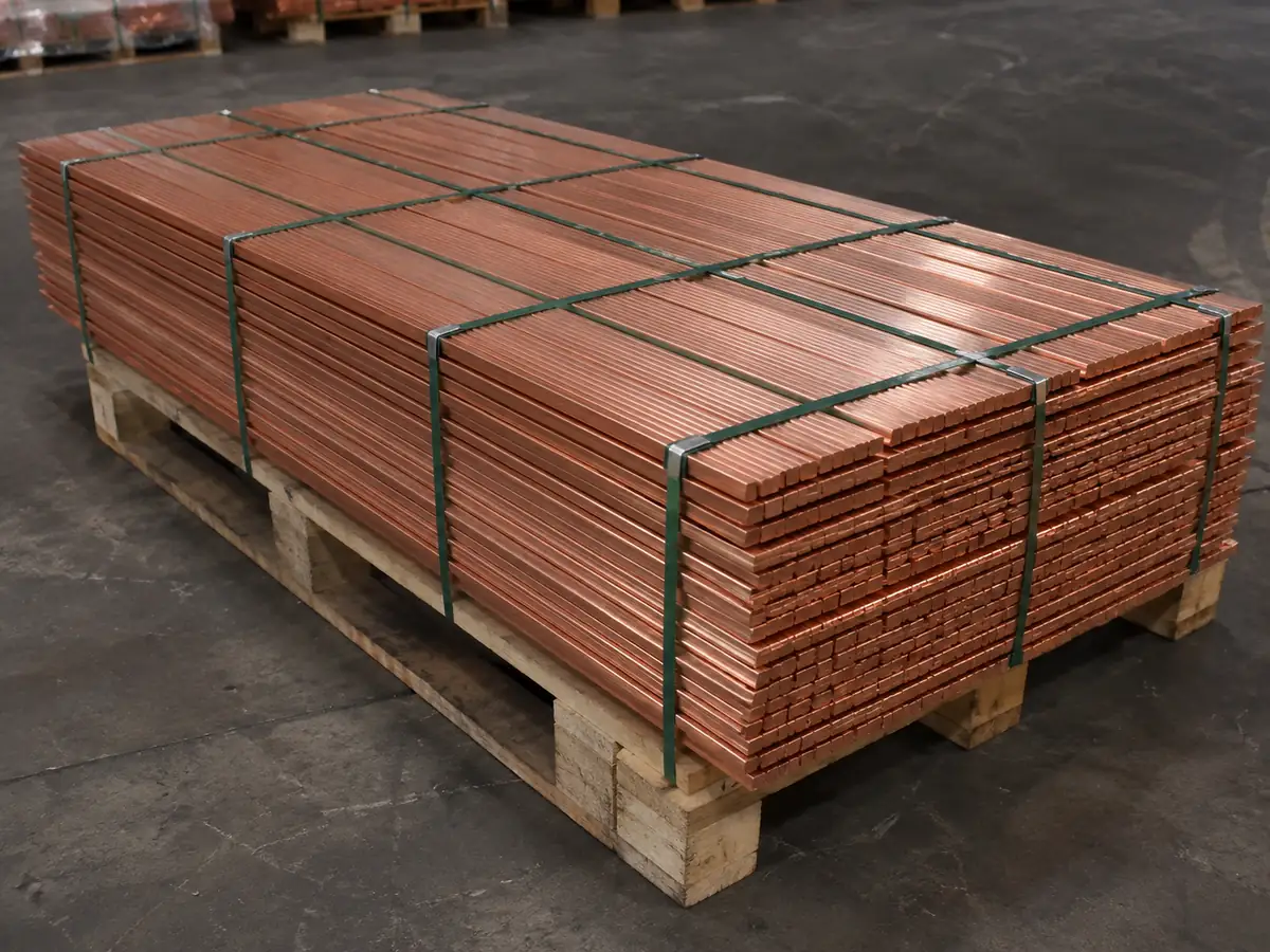 HONGYUAN 20 × 5 mm copper busbar straight flat bars, punched bars and pallet bundles