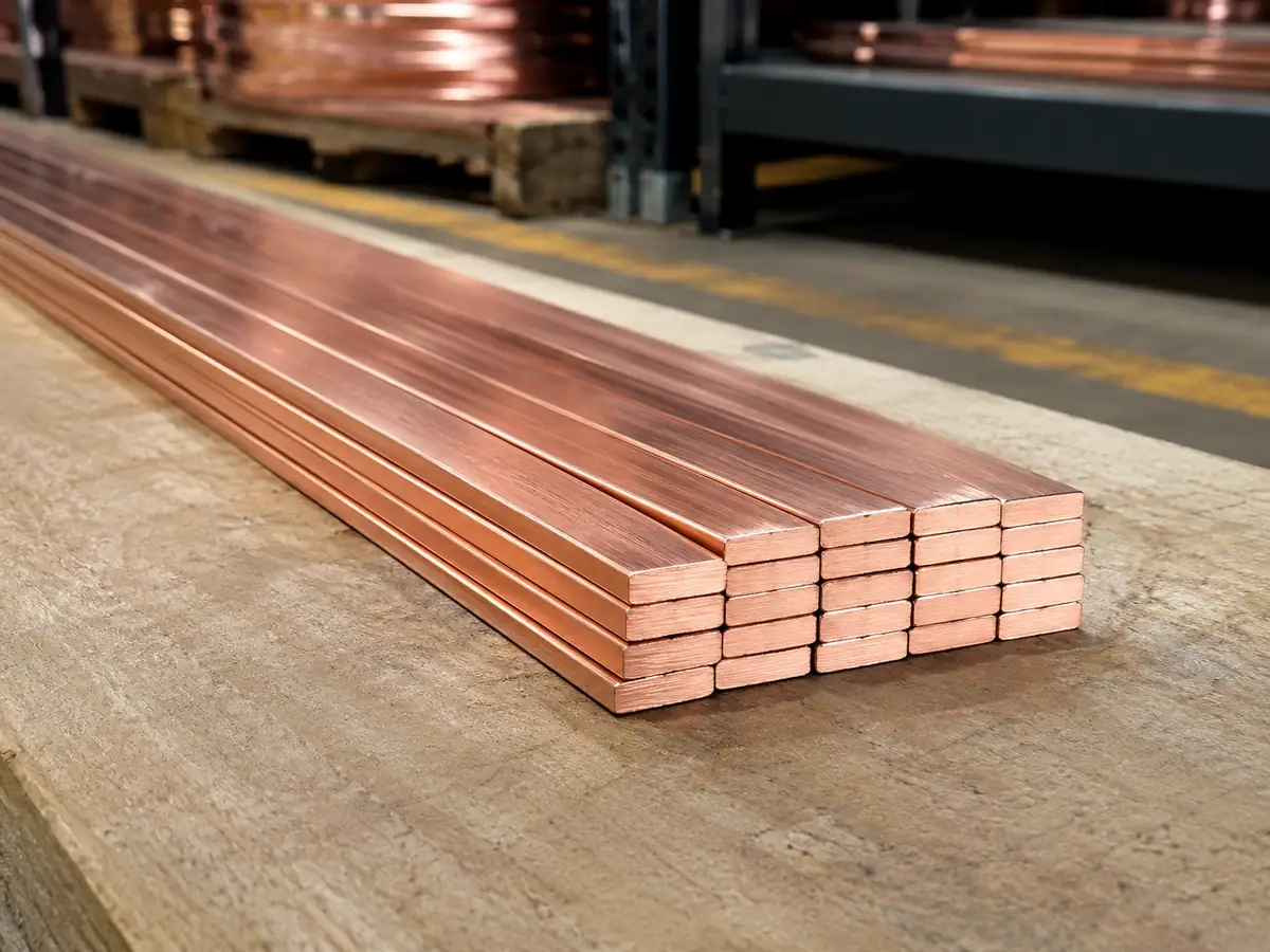 HONGYUAN 10 × 3 mm copper busbar narrow flat bars, processed bars and pallet bundles