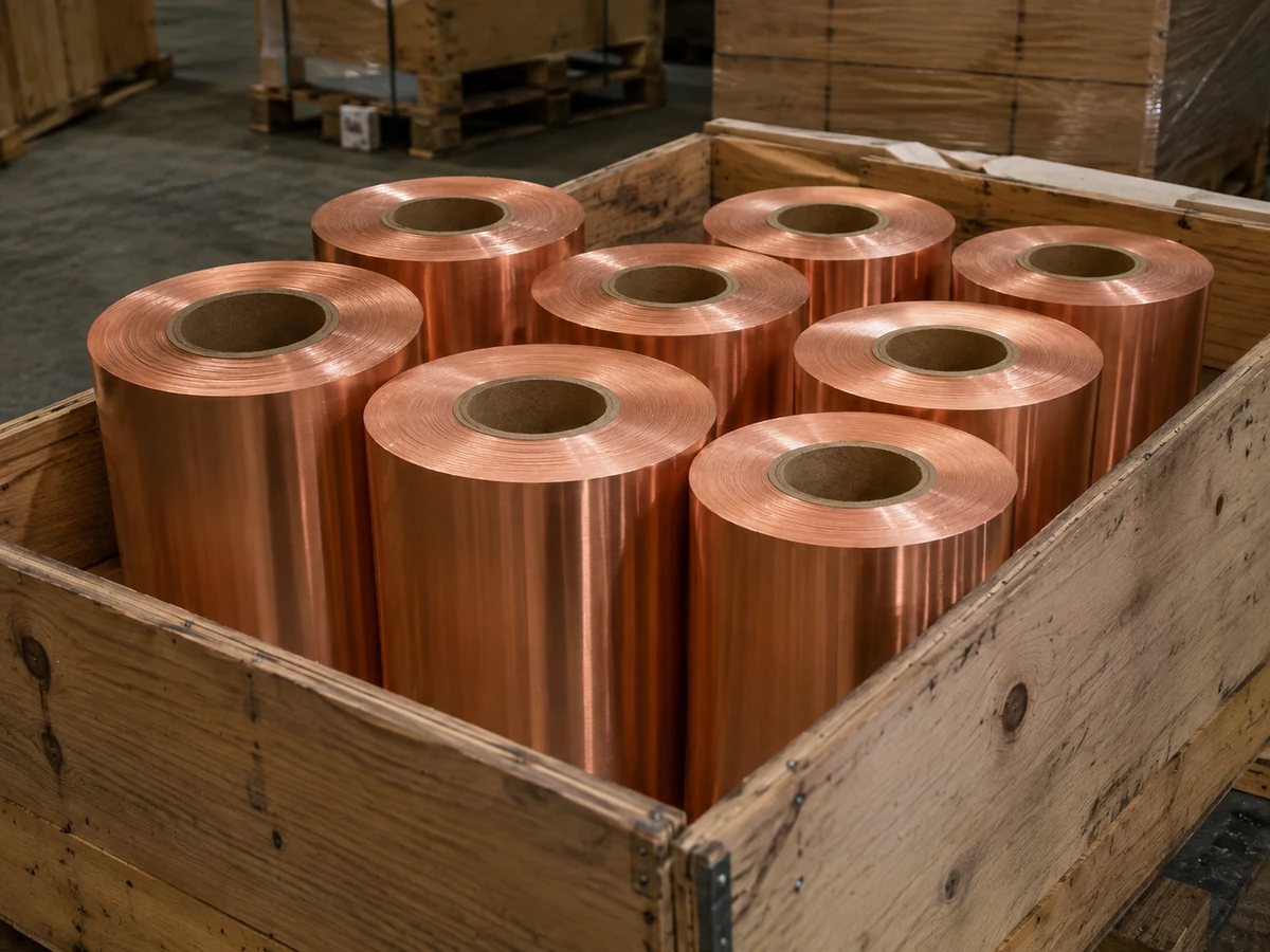 C11000 copper foil coils packed in wooden crate