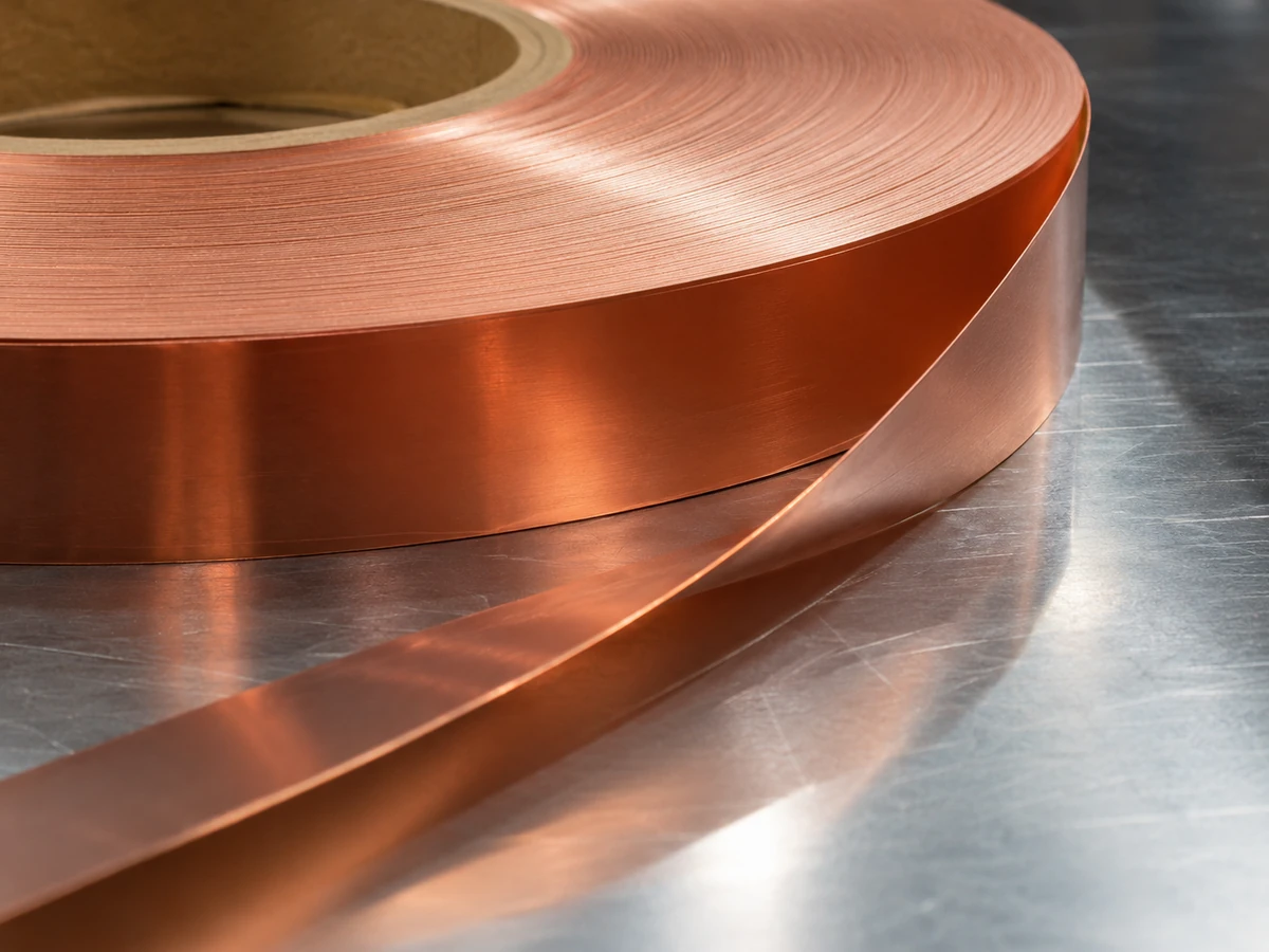 C10200 oxygen-free copper foil with unwound strip detail