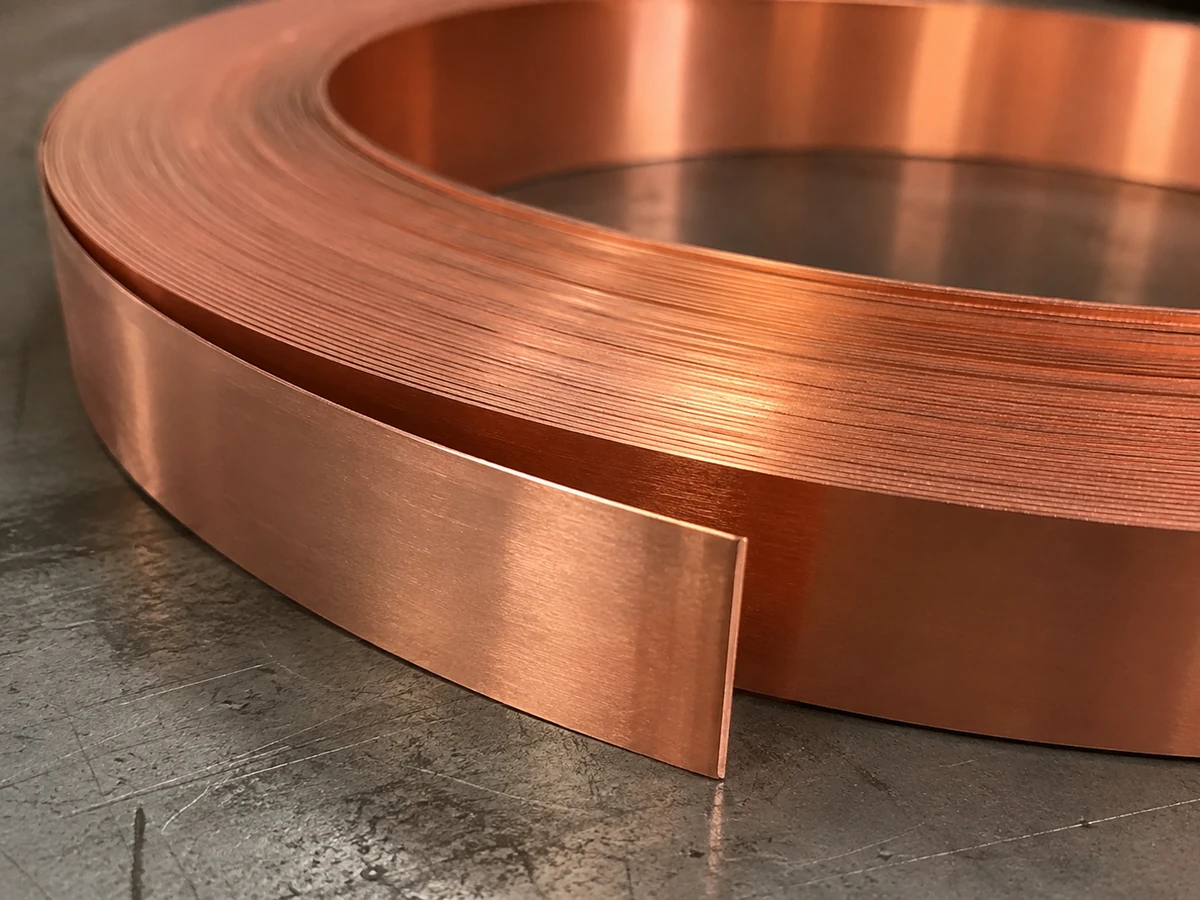 0.20 mm copper strip edge and coil layer close-up