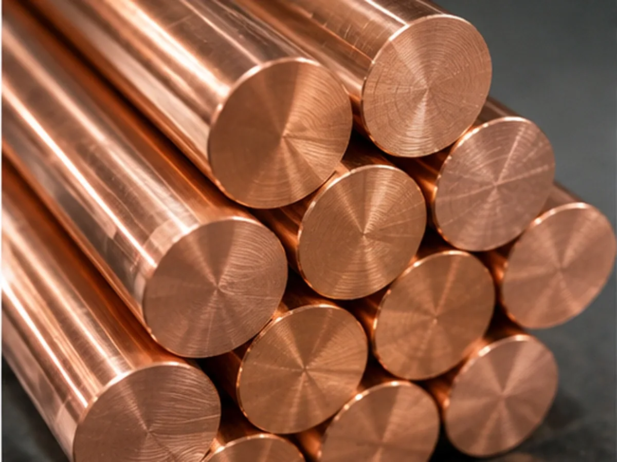 10 mm solid copper bar cut ends showing full round section