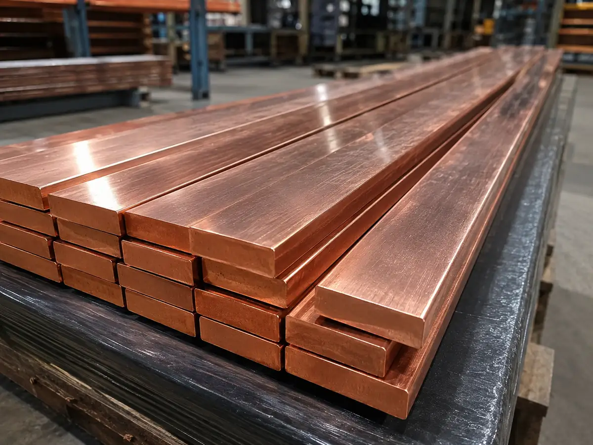 HONGYUAN 20 × 5 mm copper busbar straight flat bars, punched bars and pallet bundles