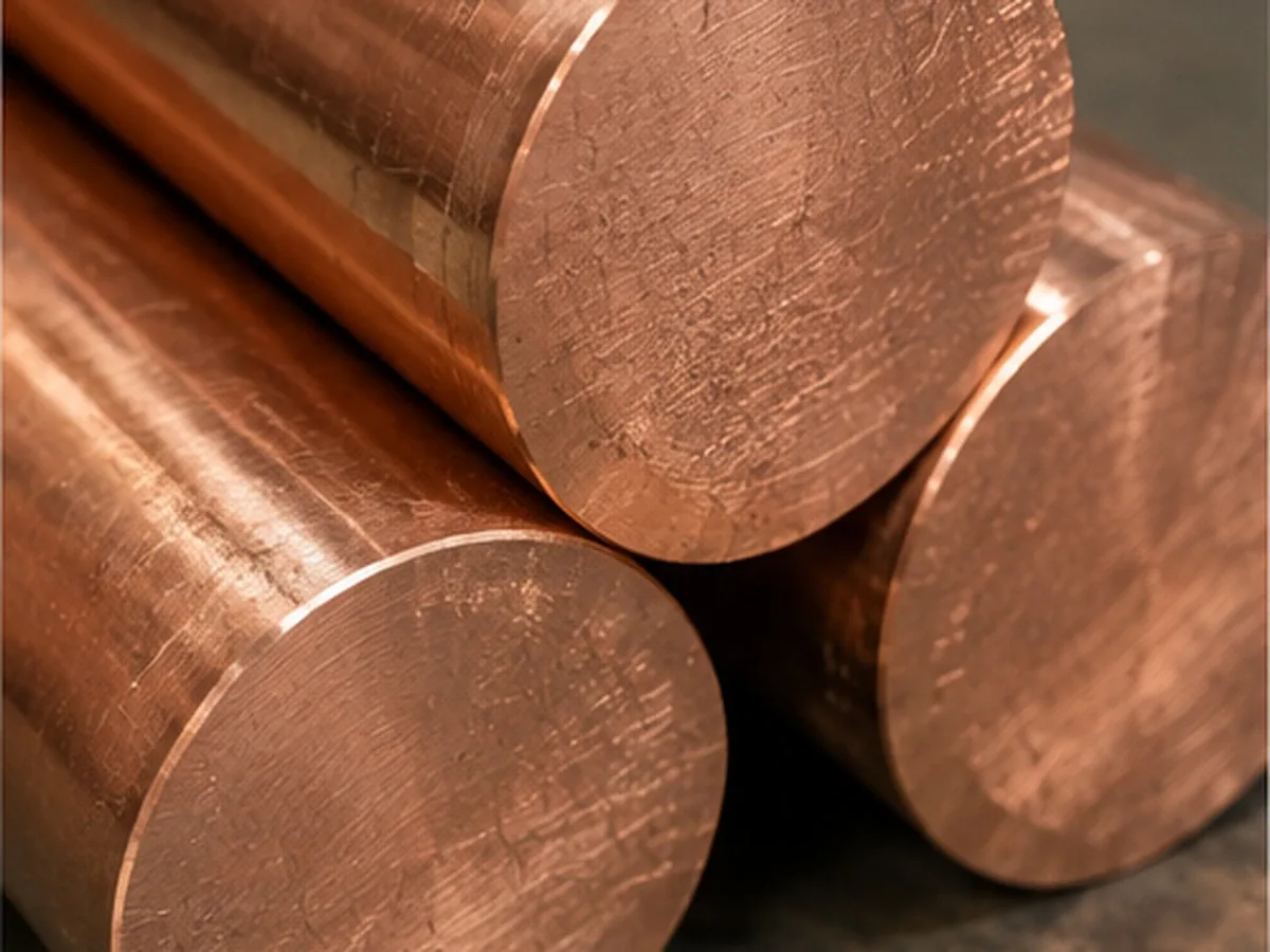 20 mm solid copper bar machined end face close-up